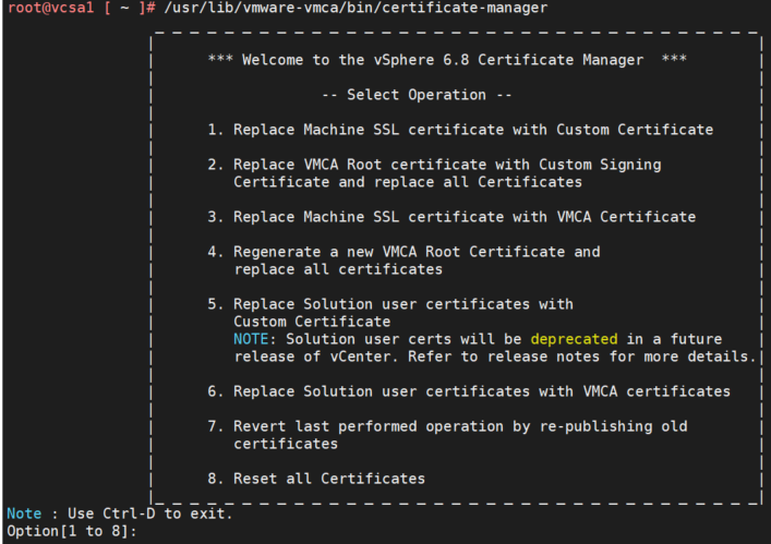 certificate-manager - 8 options for appliance