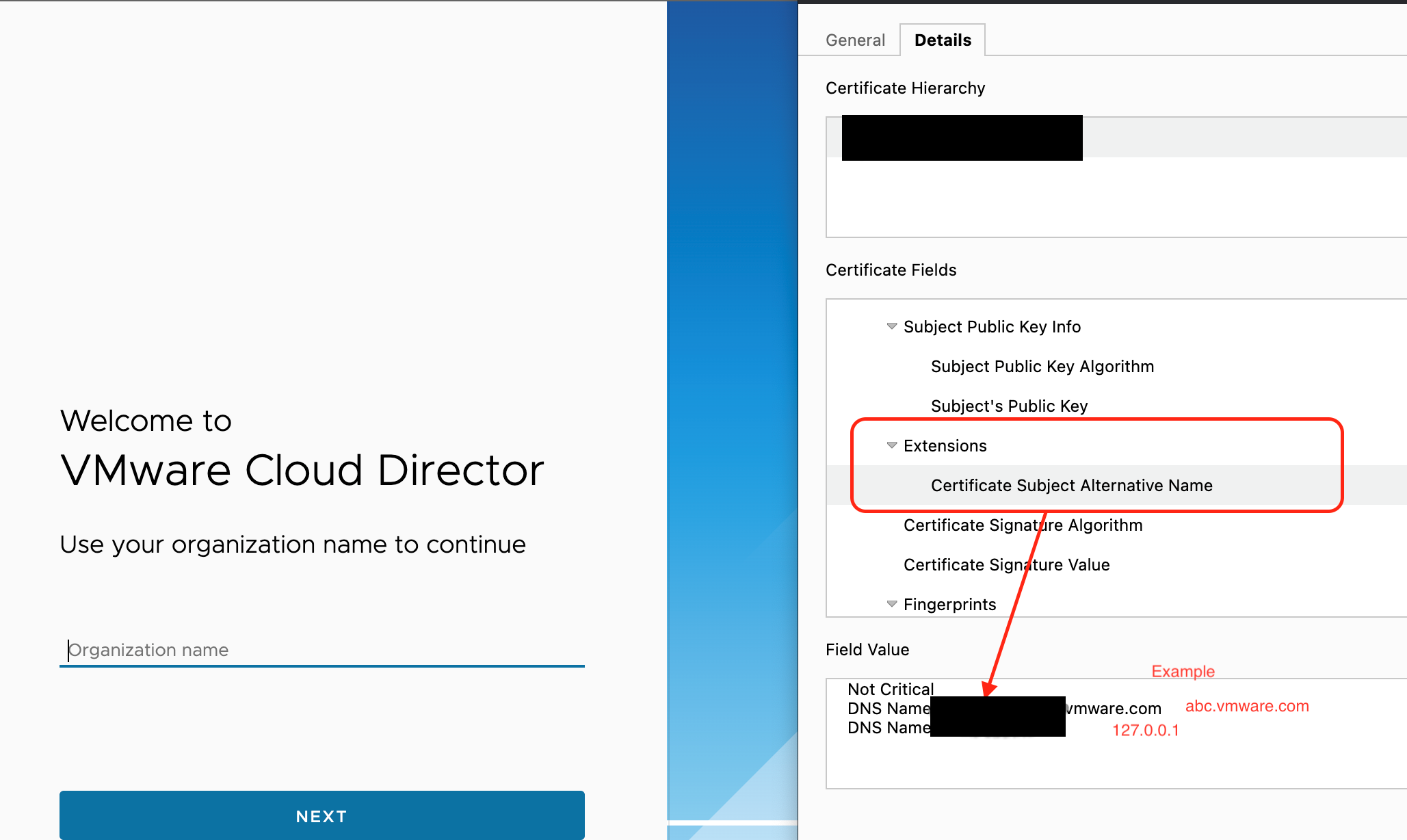 VMware Cloud Director Certificate Example