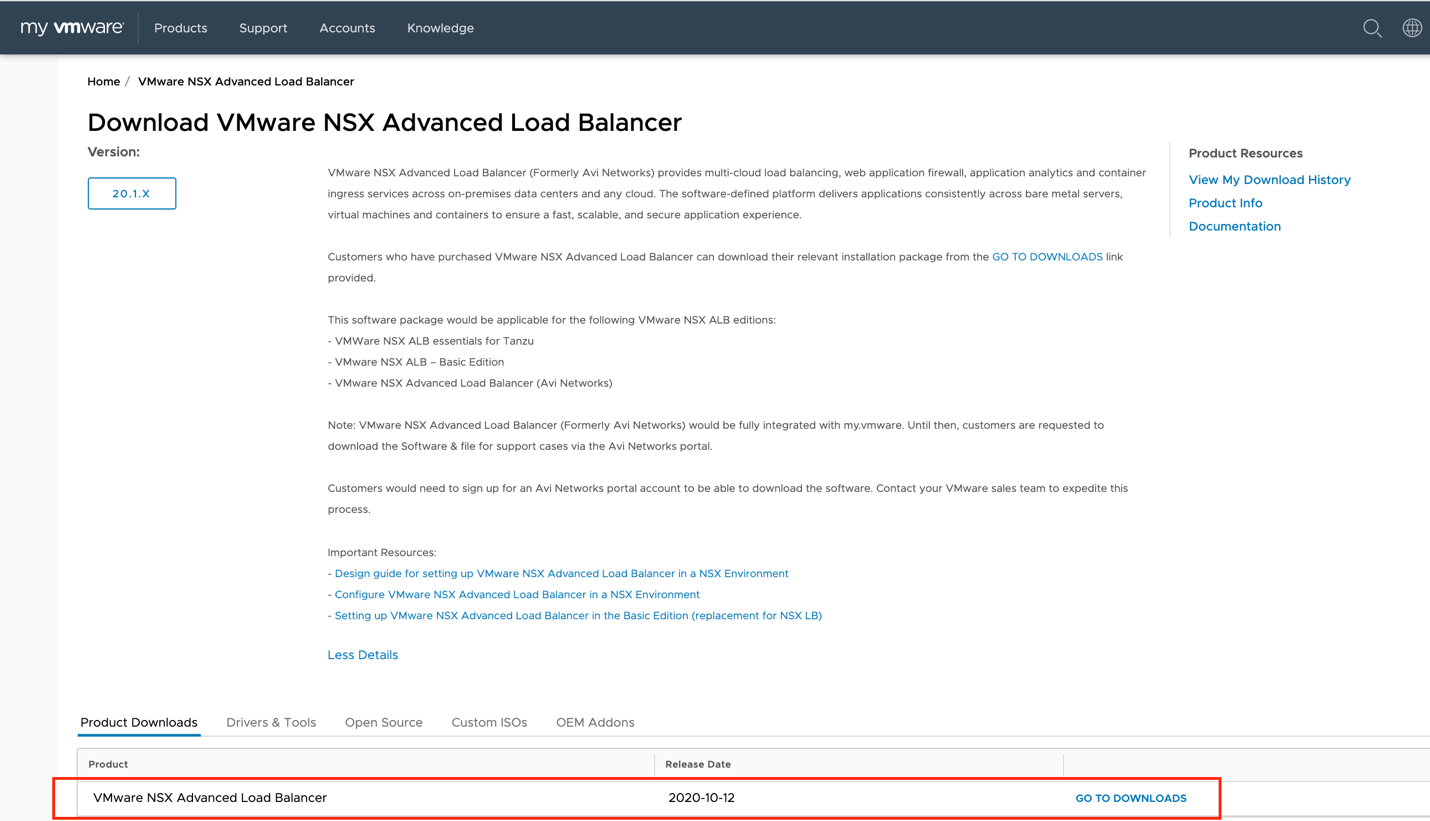 Download VMware NSX Advanced Load Balancer