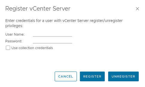 Register vCenter Server  a user w'h Kenter  leg SS: