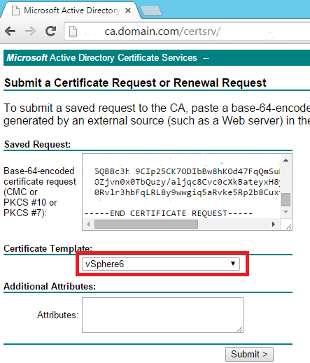 Microsoft CA Certificate request
