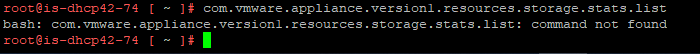 Unsuccessful run of command: com.vmware.appliance.version1.resources.storage.stats.list