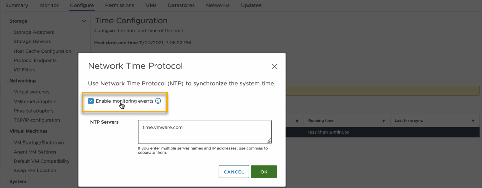 Uncheck 'Enable monitoring events'