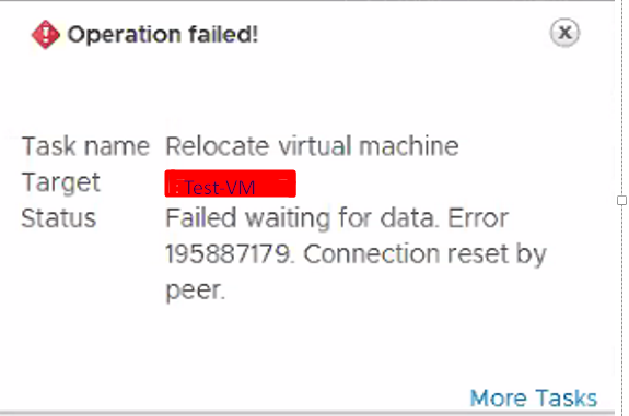 Failed waiting for data. Error 195887179.Connection reset by peer.