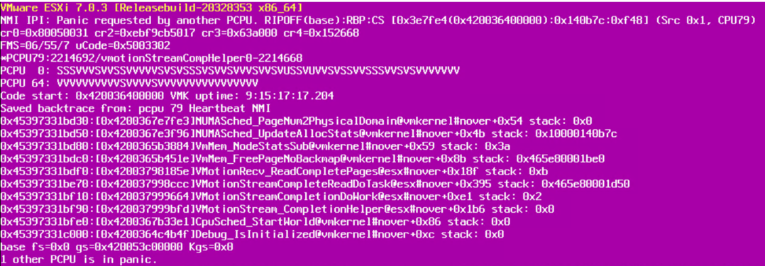 ESXi 7.0 and 8.0 host fails with a purple diagnostic screen that 