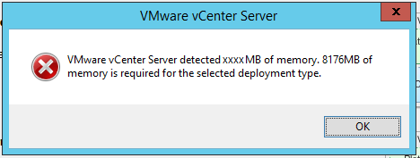 VMWare vCenter Server detected XXXXMB of memory