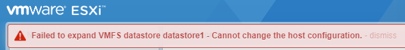 Failed to expand VMFS datastore datastore1